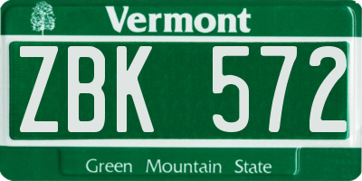 VT license plate ZBK572