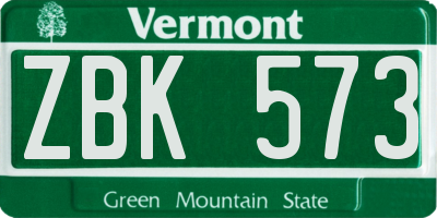 VT license plate ZBK573