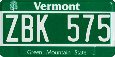 VT license plate ZBK575