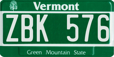 VT license plate ZBK576
