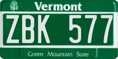 VT license plate ZBK577