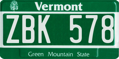VT license plate ZBK578