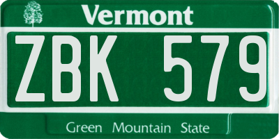 VT license plate ZBK579