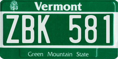VT license plate ZBK581