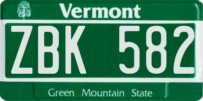 VT license plate ZBK582