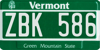 VT license plate ZBK586
