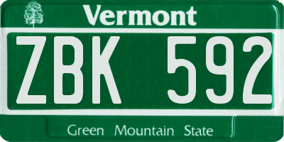 VT license plate ZBK592