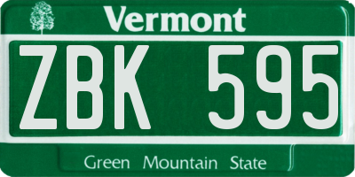 VT license plate ZBK595