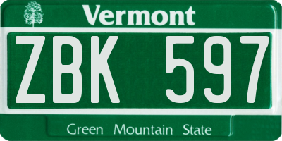 VT license plate ZBK597