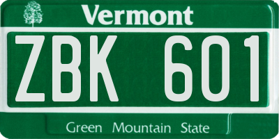 VT license plate ZBK601