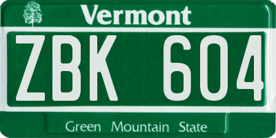 VT license plate ZBK604