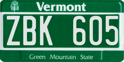 VT license plate ZBK605