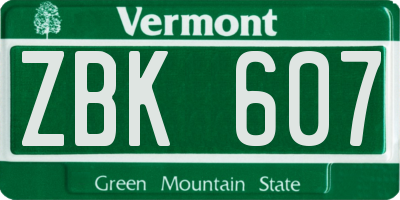 VT license plate ZBK607
