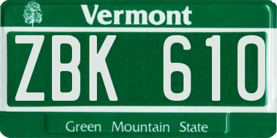 VT license plate ZBK610