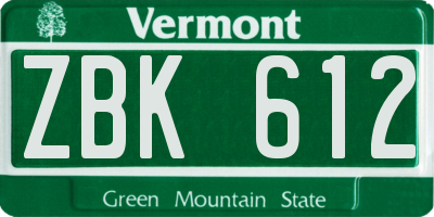 VT license plate ZBK612