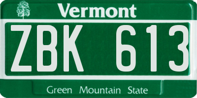 VT license plate ZBK613