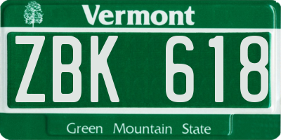 VT license plate ZBK618
