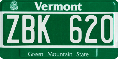 VT license plate ZBK620