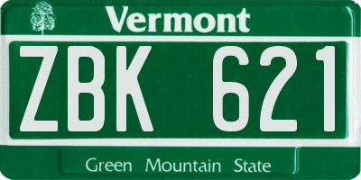 VT license plate ZBK621