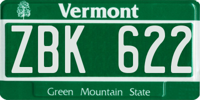 VT license plate ZBK622
