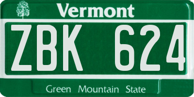 VT license plate ZBK624