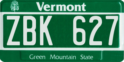 VT license plate ZBK627