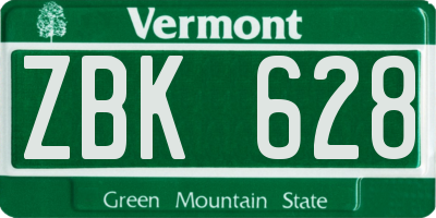 VT license plate ZBK628