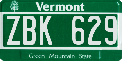 VT license plate ZBK629
