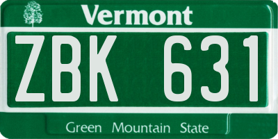 VT license plate ZBK631