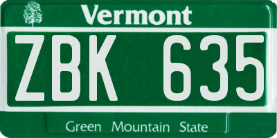VT license plate ZBK635