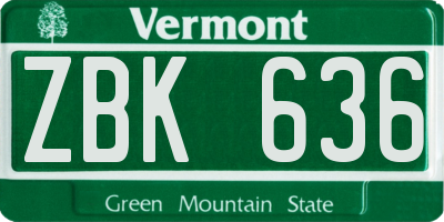 VT license plate ZBK636