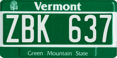 VT license plate ZBK637