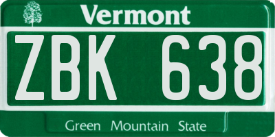 VT license plate ZBK638