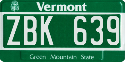 VT license plate ZBK639
