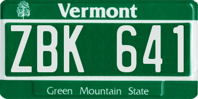 VT license plate ZBK641