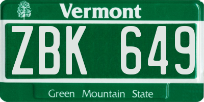 VT license plate ZBK649