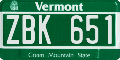 VT license plate ZBK651