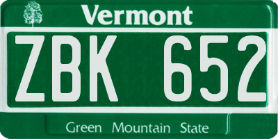 VT license plate ZBK652