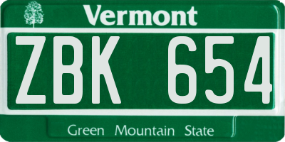 VT license plate ZBK654