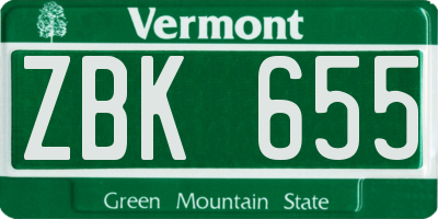 VT license plate ZBK655