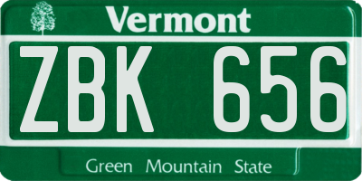 VT license plate ZBK656