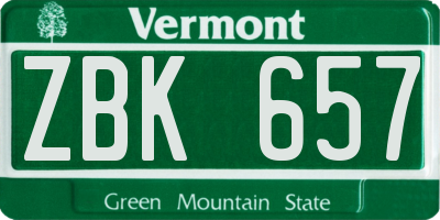 VT license plate ZBK657