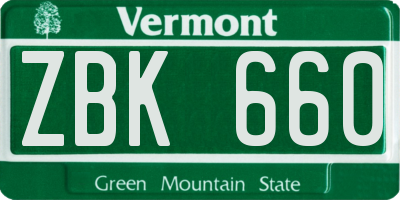 VT license plate ZBK660