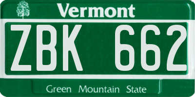 VT license plate ZBK662