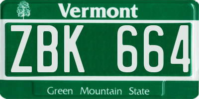 VT license plate ZBK664