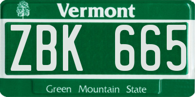 VT license plate ZBK665