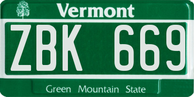 VT license plate ZBK669