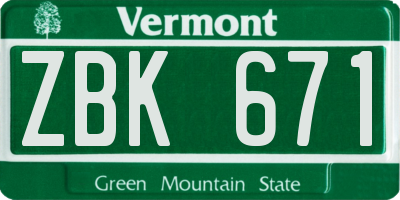 VT license plate ZBK671