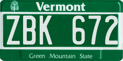 VT license plate ZBK672