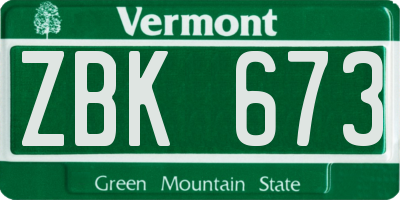 VT license plate ZBK673